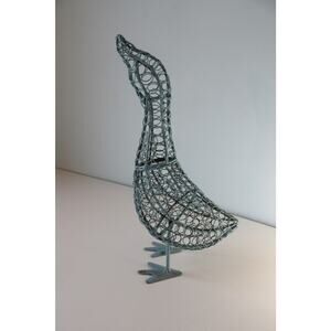 Whimsy Iron Wire Blue Goose/Duck Sculpture Home Garden Patio 13.5" Rustic Farm